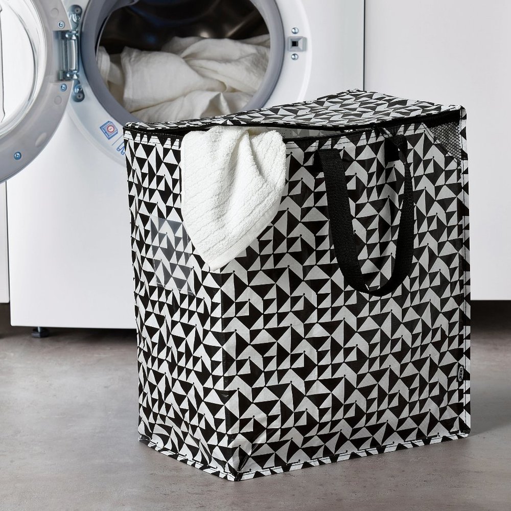 Set of 2 - KNALLA Bag, black, white, 12 gallon